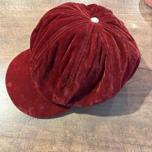 Scala Burgundy Velvet Cap with Stitched Panel